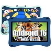 Kids Tablet,Android Toddler Tablet, 128GB Storage, Dual Camera, Shockproof Case, Parental Control Tablets Support
