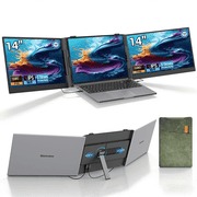 Blackview DCM6 Triple Laptop Screen Extender,14 1080P FHD IPS Portable External Screen,Two Cable USB C Travel for 13-17 Laptop,Plug & Play Compatible with Windows/Mac/Chrome OS and Mobile Devices