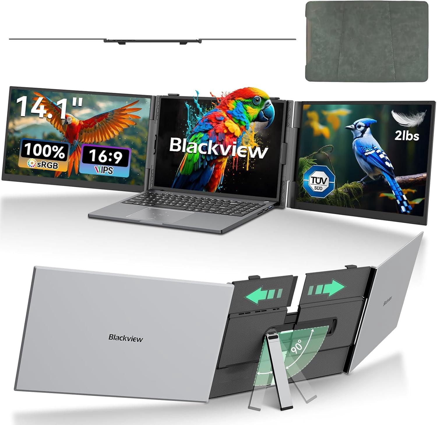スマホ・タブレット・パソコン Portable Triple Screen LaptopWorkstation Blackview, Triple Laptop Screen Extender, 14.1