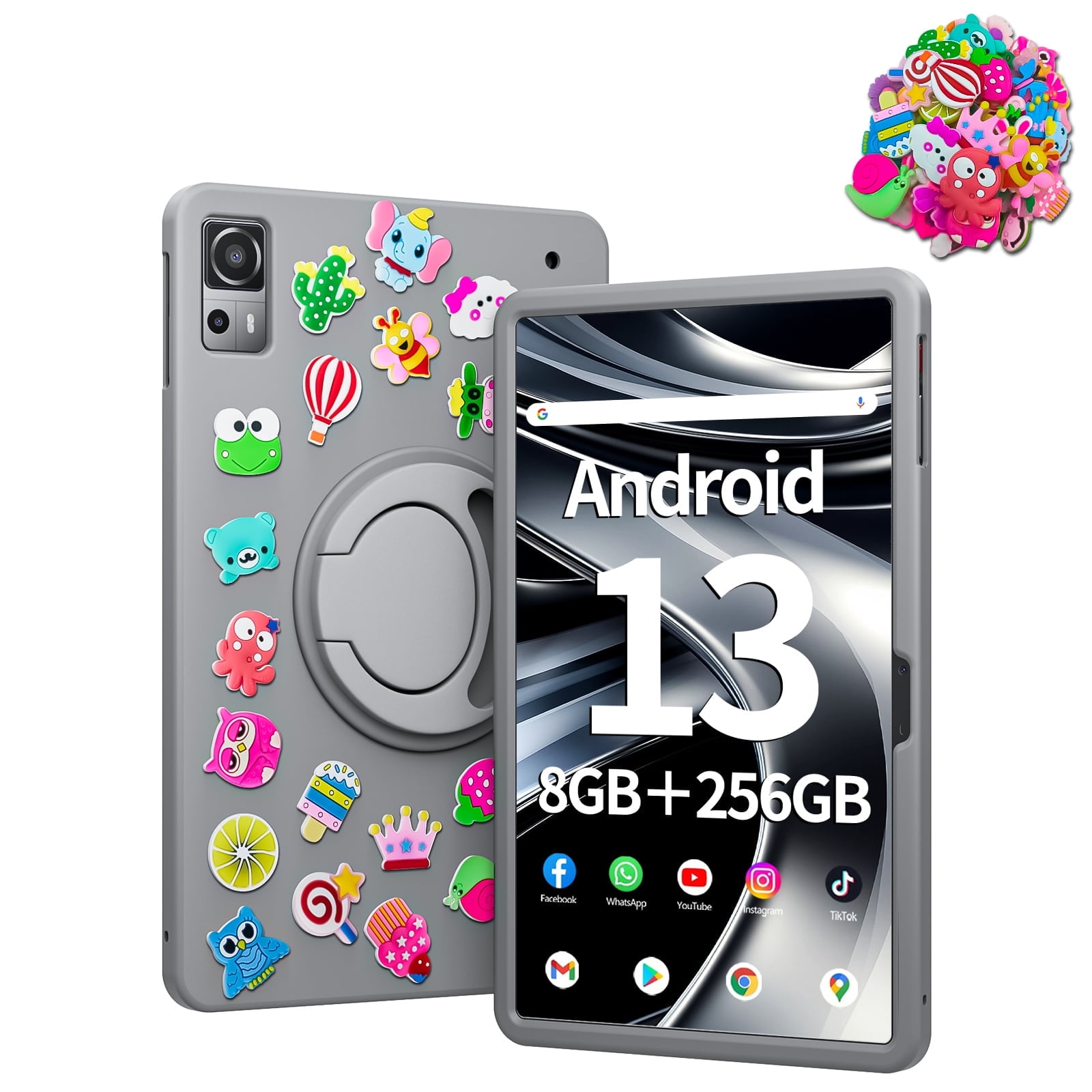 Android Tablet 12 Inch with 8GB RAM 256GB ROM, Octa-Core 2.0GHz Processor, 2000 * 1200 FHD IPS Touch Screen, 5MP+13MP Dual Camera, 8000mAh Battery, 2K Android 13 Tablet, 5G WiFi, Bluetooth 5.0, Gray