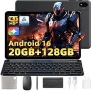 Android 16 Tablet,10 Inch Tablet,Gemini Al 2.0 Android Tablets,Unisoc T615 Octa-core Processor,2 In 1 Tablet with Keyboard,128GB ROM+208+12GB RAM+ 2TB Expand