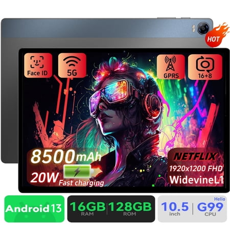 Android Tablet 11 inch, Headwolf HPad5 Helio G99 Octa Core 16GB RAM + 128GB ROM Gaming Tablet, 10.51 inch FHD Display Android 13 Tablet, Widevine L1, 8500mAh with Fast Charge, 5G Wifi Tablet PC
