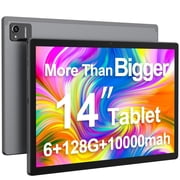 Android Tablet 14 inch Android 12 Tablet, 6GB&128GB StorageExpand to 256GB, Dual 32MP+5MP Camera, 10000mAh, WiFi, Bluetooth 5.0