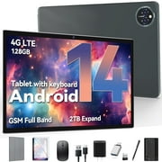 Android 14 Tablet, 14GB RAM+128GB ROM+1TB Expand, Dual Sim Card Slot,8000mAh, 5G WiFi+4G LTE, BT5.0, GPS