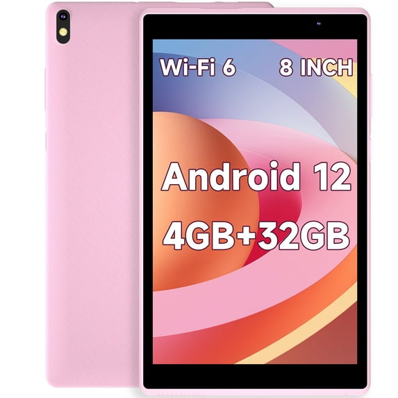 Android Tablet 8 inch, Android 12 Tablet, 4GB RAM 32GB ROM, Quad-Core Processor, Dual Camera, WiFi, 128GB Expand, Game, GMS Certified Tablets(Pink)