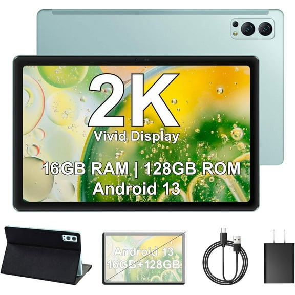 Android Tablet with Case, Octa-Core Processor Tablet with 16GB RAM 128GB ROM, 2000 * 1200 IPS 10.36in Large Screen Tablet, 7500mAh, 5MP Front 13MP Back Camera, Screen Protector&Case Included