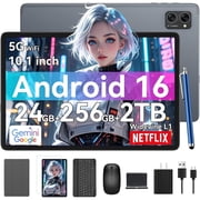 Tablet 2026 Latest Android 16 Tablets with 10.1 Inch Incell Display, 24GB RAM 256GB ROM /2TB TF, Gemini AI, T606 Octa-Co