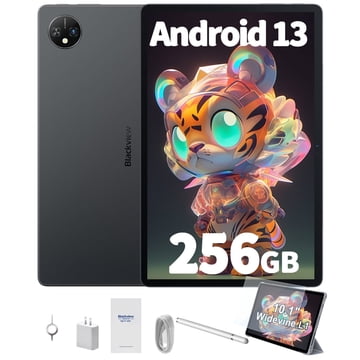 Tablet Blackview Tab 70 Wifi 10 inch Tablet 64GB ROM 8GB RAM Android 13, Google GMS Widevine L1 WiFi 6 Tablet for Kids with Case, Gray