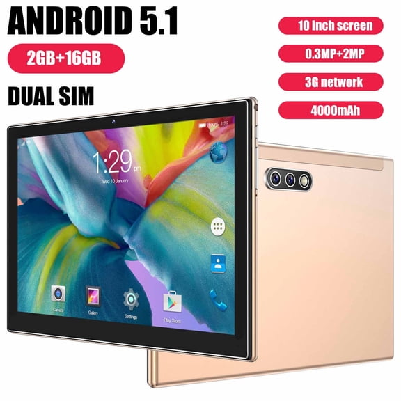 Android Tablets on Sale, Hwkond HD Tablet WiFi Bluetooth Android Voice Call Game Tablet,10 Inch IPS Display Screen,WiFi,2GB RAM+16GB ROM,4000mAh,Android 5.1 System,Gold