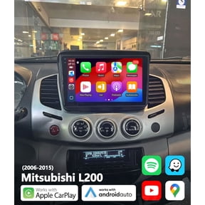 Android car radio for Mitsubishi L200 2008-2016, upgraded version with 9-inch stereo touchscreen, featuring wireless CarPlay/Android Auto, GPS navigation, WiFi, and a radio main unit.