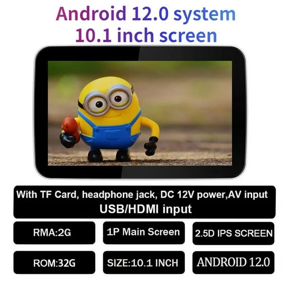 Android12 2+32G 10.1 Inch Car Headrest Monitor Display IPS Tablet Touch Screen For Car Rear Seat Video Music TV Player HDMI