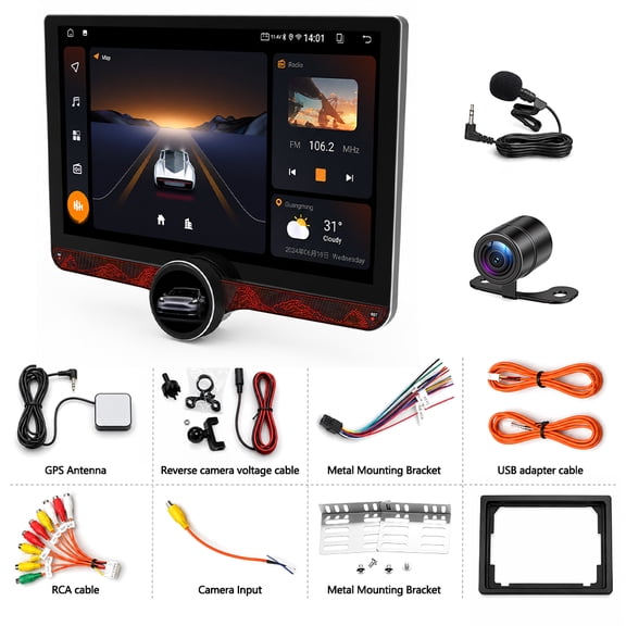 Android15 Universal 10.1" Single Knob GPS Navi Head Unit Carplay Android Auto Quad Core 4+64G 5G WiFi BT5.0 FM/RDS SWC