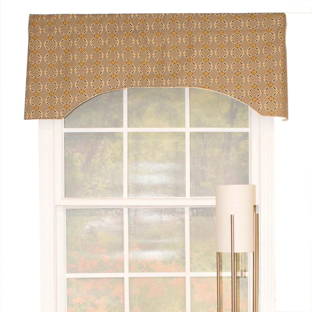 Stone Geometric Arch Rod Pocket Valance with Cord Edge