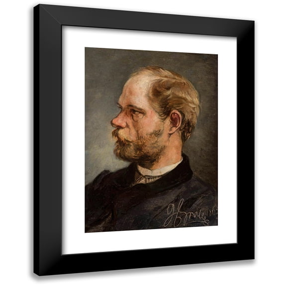 Andrzej Grabowski 18x24 Black Modern Framed Museum Art Print Titled - Portrait of Walery Gadomski, Sculptor (1865)