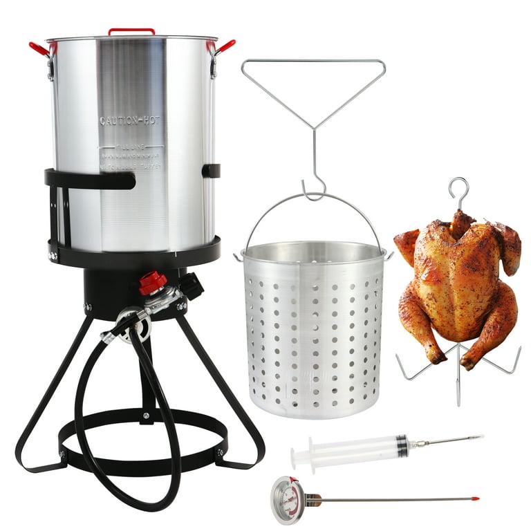 Gas One Turkey Fryer Propane Burner Complete Kit - Turkey Fry & Boil - With  High Pressure Propane Regulator and Hose,Black