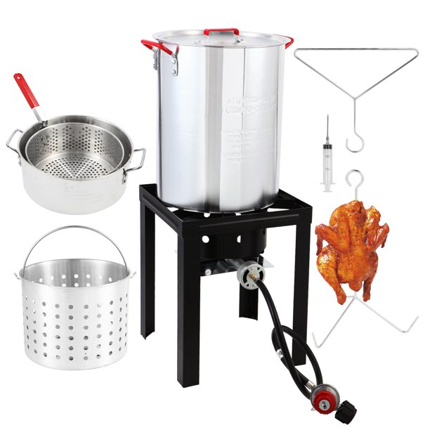 Andte 30 Qt Propane Turkey Fryer and Seafood Boil Pot Combo, 10 Qt Fish