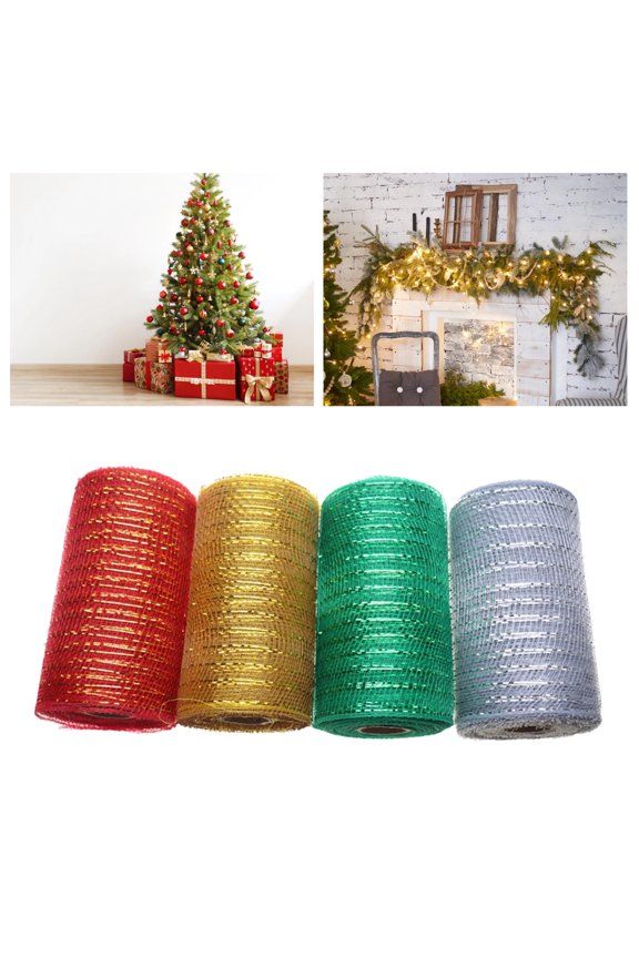 1 Roll Decorative Mesh Eco-friendly High Toughness Net Yarn Christmas Poly Mesh Ribbon Metallic Strips Decor for Home