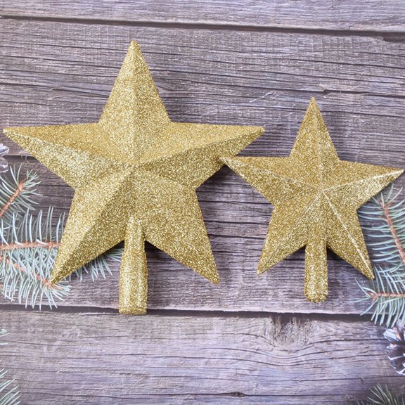 Andvari 15cm Star Tree Topper Glitter Golden Powder Multi-colors Strong Bright Color Scene Layout Reusable Five-pointed Star Decoration Christmas Treetop Party Supplies