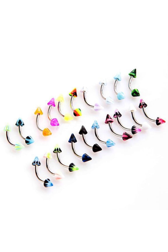 20 Pcs Stainless Steel Ball Barbell Curved Eyebrow Rings Bar Tragus Ear Piercing