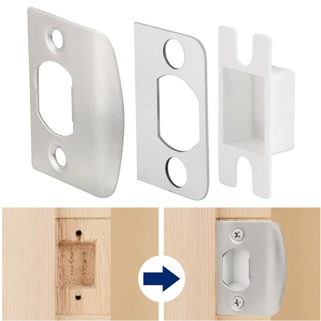 Andvari Door Lock Strike Plate with Spacer Shim Dowels Strips Stainless