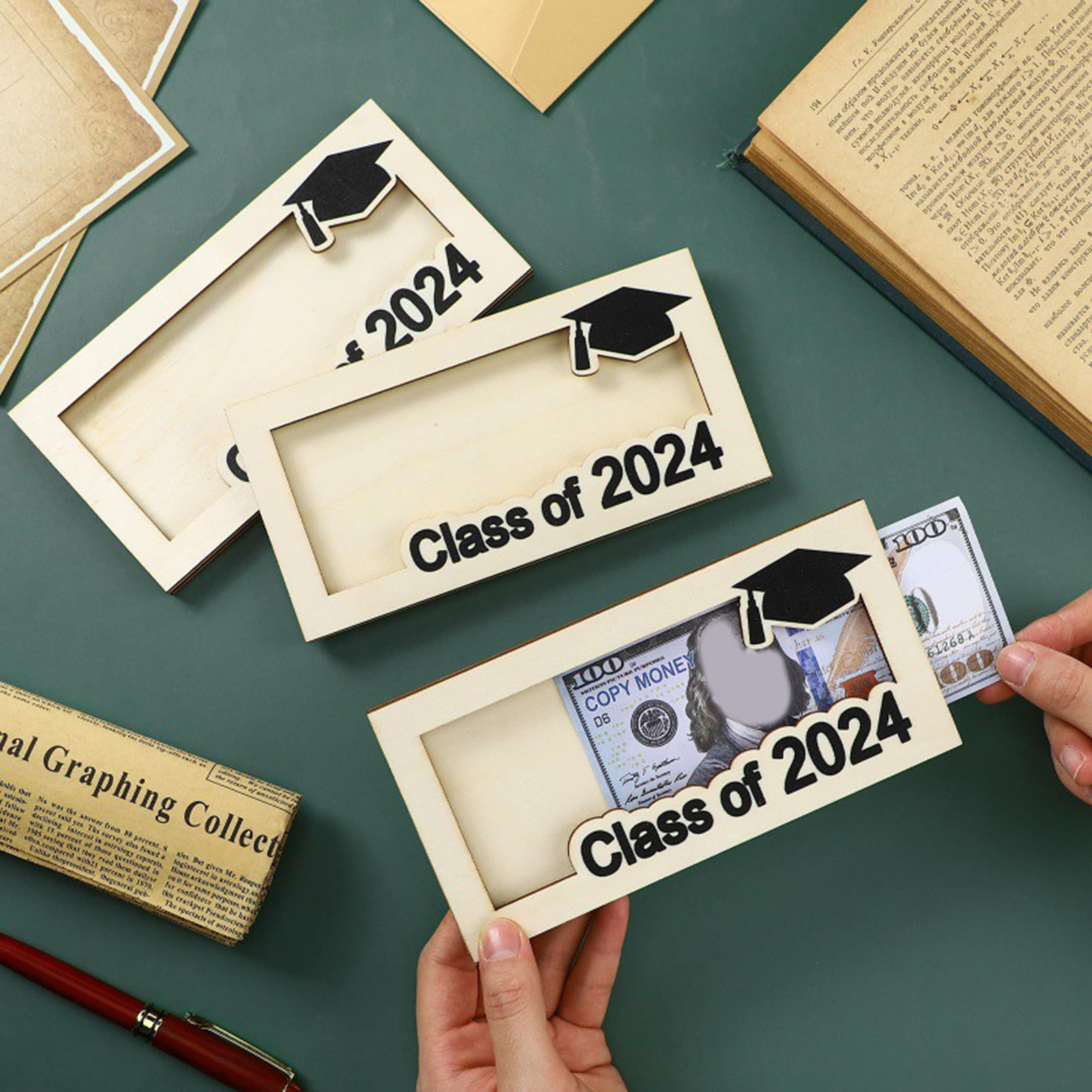 Andvari Graduation Wooden Money Holder Class of 2024 Graduates Wallet