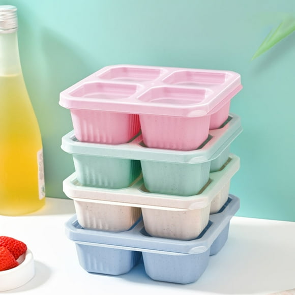 Andvari Individual Portion Containers 4 Pcs Snack Boxes with 4 Compartments Reusable Easy-Open Lid Snack Containers for Kids Adults Food Storage