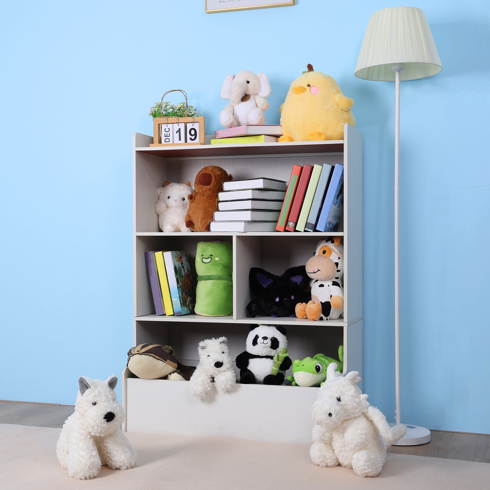 Andvari Kids Bookshelf, Floor Standing, 4Tier Storage Bookcase, Large