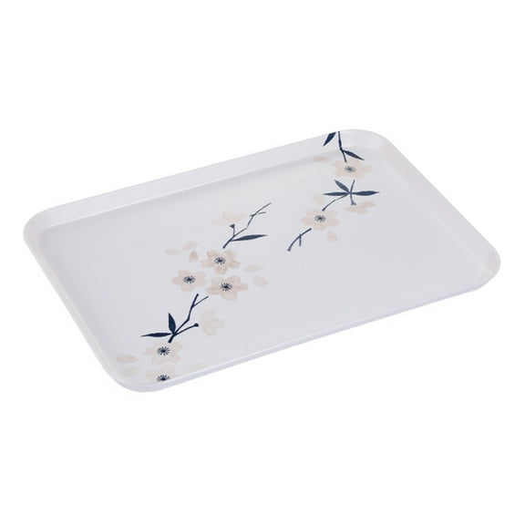 Andvari Snack Tray Floral Design Heat Resistant Display Melamine Cherry Blossom Pattern Dining Table Coffee Cup Plate for Kitchen
