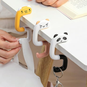 Andvari Table Edge Bag Hook Foldable Strong Load-bearing Storing Cute Animal Folding Table Purse Bag Hook for Office