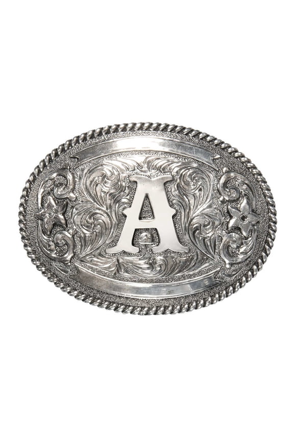 Cody James Unisex Oval Letter A Initial Belt Buckle Silver One Size