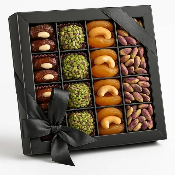 Andy Anand 24-Piece Gift Box: All-Natural Truffles and Stuffed Dates Deliciously Healthy, No Sugar Added, Embracing Nature's Goodness 10.5 Oz, Ramadan. Fresh flown from Turkey, Shipped 2nd Day Air
