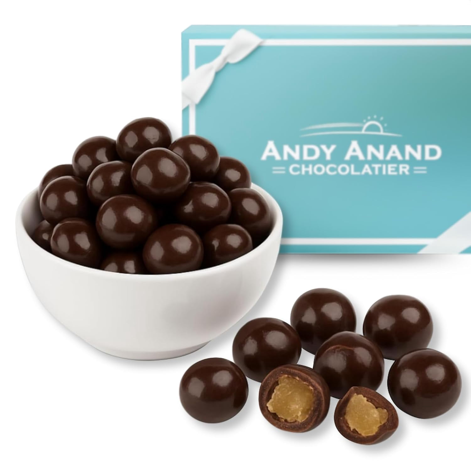Andy Anand California Dark Chocolate Covered Ginger 1 lbs For Gourmet Christmas Food Birthday, Fathers Day, Get Well, Shipped 2nd Day Air