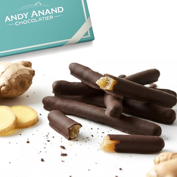 Andy Anand Gourmet Belgian Dark Chocolate Ginger, All-Natural Fresh Ginger Dipped in 60% Dark Chocolate, Sweet & Spicy Premium Treat, 1 lb Gift Box