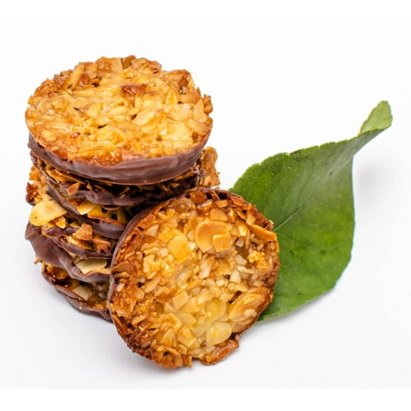 Andy Anand  Dark Chocolate Florentines Almond and Orange Cookies, Wafer Thin, Made in Authentic Traditional Italian way  (7 oz), Shipped 2nd Day Air