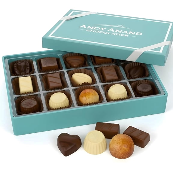 Andy Anand Sugar Free Belgian Chocolate Truffles Diabetic Friendly Gift Box, 15 Pieces, Exquisite Gourmet Treat