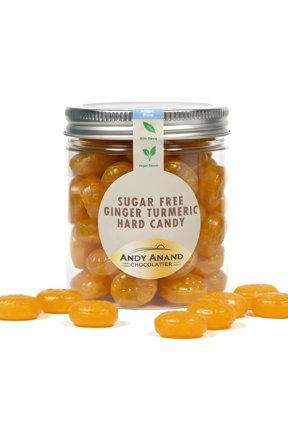 Sugar-Free Ginger Turmeric Hard Candy, 50 Count, 7 oz, Vegan, Gluten Free