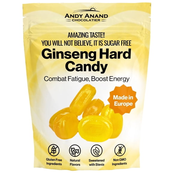 Andy Anand Sugar-Free Ginseng Hard Candy, 7 oz, Stevia Sweetened, Individually Wrapped, Herbal Hard Candy