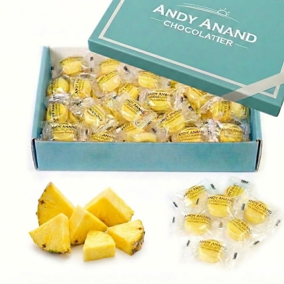 Andy Anand Sugar-Free Pineapple Hard Candy, 7 oz European Imported, Stevia Sweetened, Keto & Diabetic-Friendly Gourmet Snack Gift Box