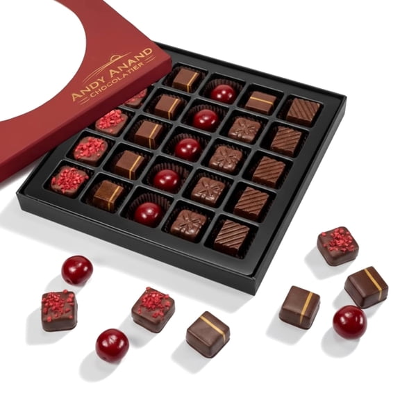 Andy Anand Vegan Dark Chocolate Truffles, 24 Pc, Belgian Praline Assortment, Dairy Free, Gluten Free, Soy Free, Sesame Free