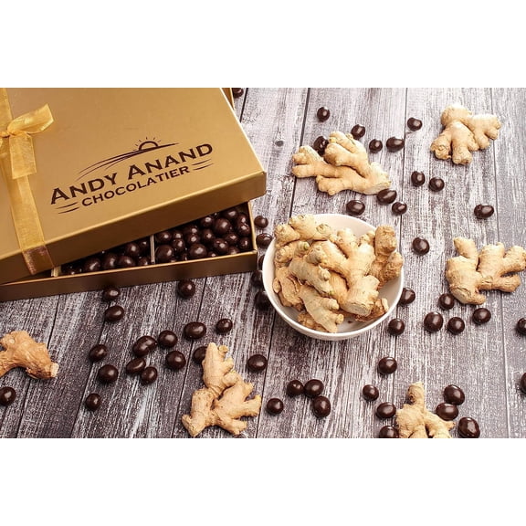 Andy Anand Vegan Dark Chocolate Covered California Ginger, 1 lb Gift Box