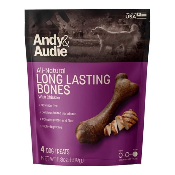 Andy  Audie Alternative Bone Chews For Dogs Medium-4 Count 11.3oz.