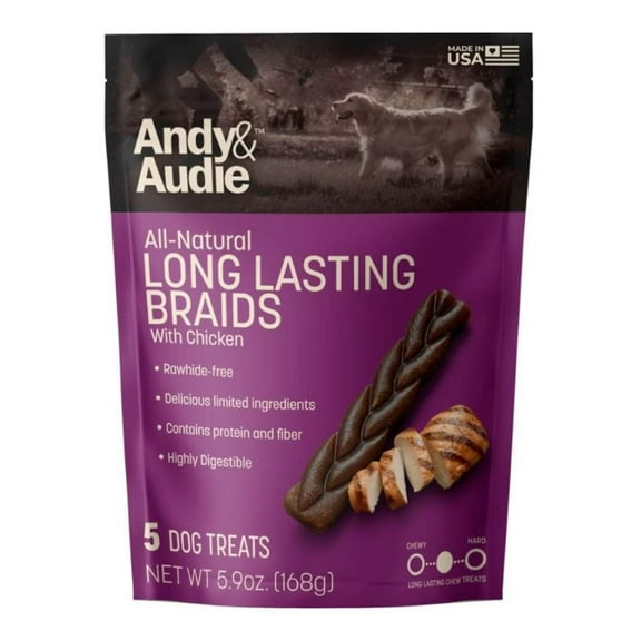 Andy Audie Alternative Braid Chews For Dogs Chicken Medium-5 Count 5.9oz.