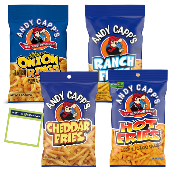 Andy Capp's Hot Fries 4-Pack + Everyday Essentials Notepad