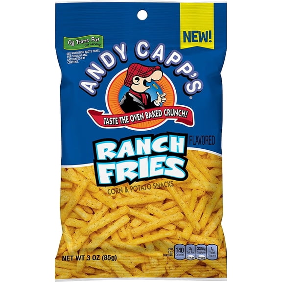 Andy Capps Ranch Fries, Corn & Potato Snack Sticks, 3 oz Bags, 12-Pack Case