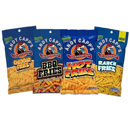 Andy Capp's Snack Fries 4 Flavor Variety Pack | 12 count, 3 oz. bags