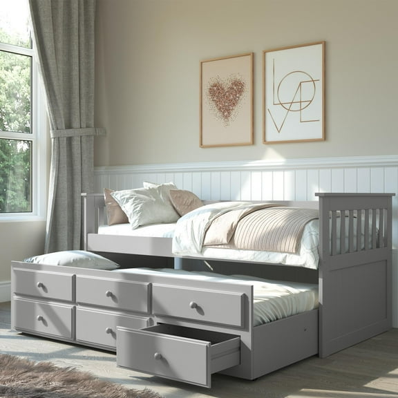Andy Daybed with Storage and Trundle Grey