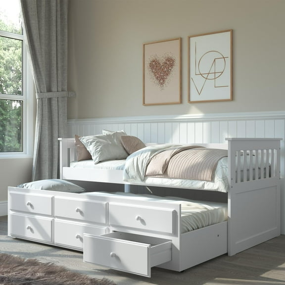Andy Daybed with Storage and Trundle White