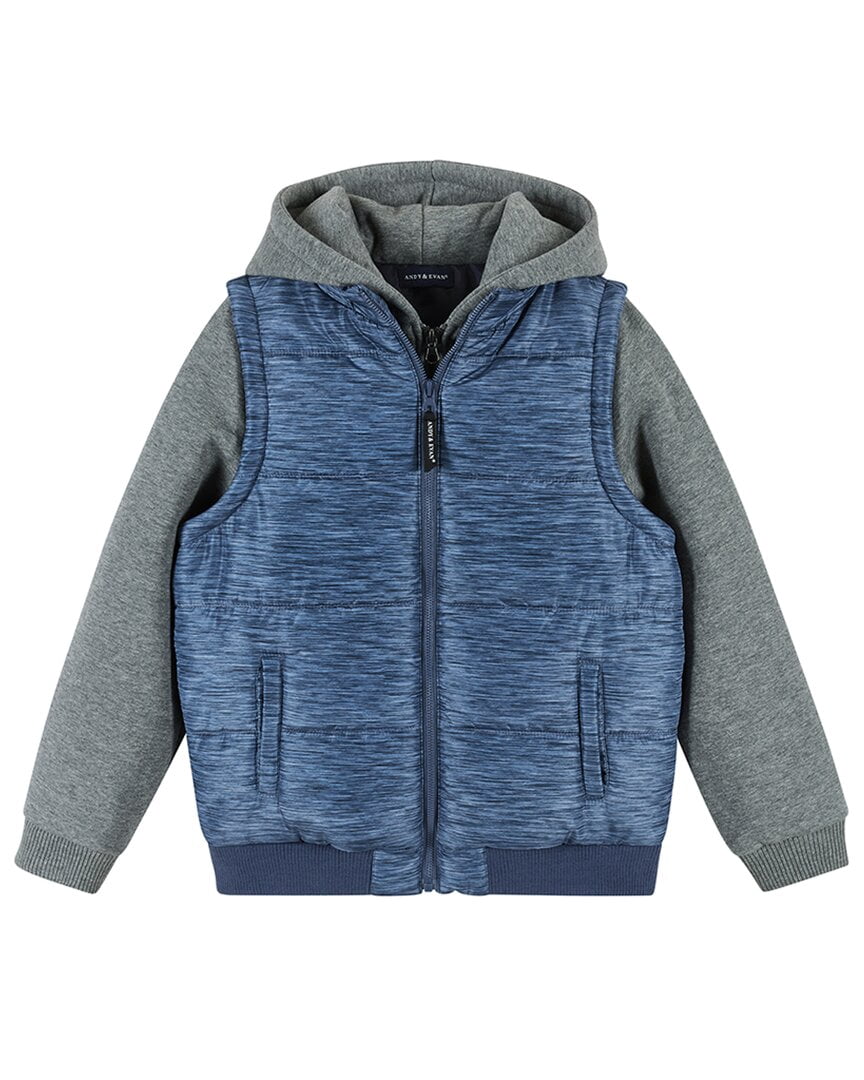 Andy & Evan boys Hoodie Vest Combo Jacket, 0/3M, Blue - Walmart.com
