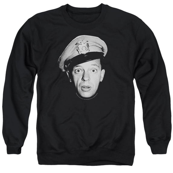 Andy Griffith Barney Head Adult Crewneck Sweatshirt Black
