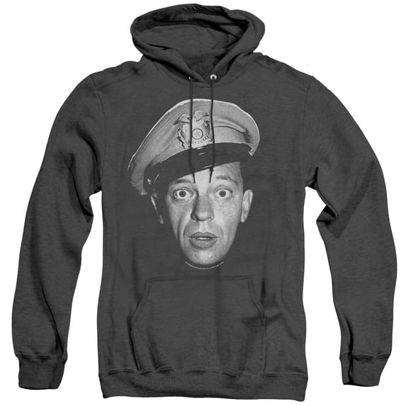 Andy Griffith Barney Head Adult Heather Hoodie Sweatshirt Black